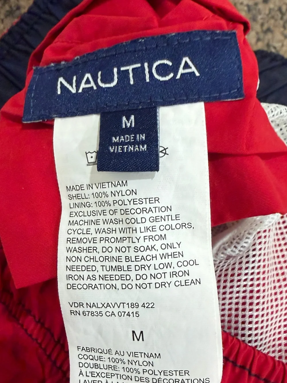 Nautica Red Men's Swim Board Shorts with Contrast Drawstring